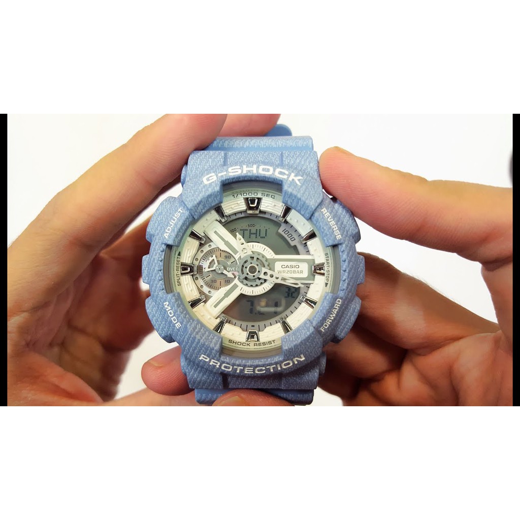 Đồng hồ nam Casio G Shock GA-110DC-2A7DR Dây Nhựa Màu Xanh Hoạ Tiết Jean - Chống Từ