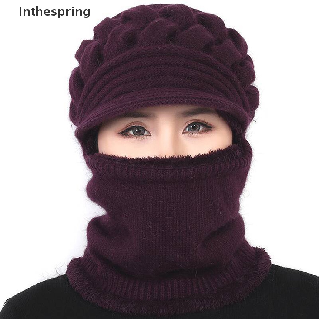 Mũ beanie dày dặn kèm khăn choàng cổ thời trang mùa đông