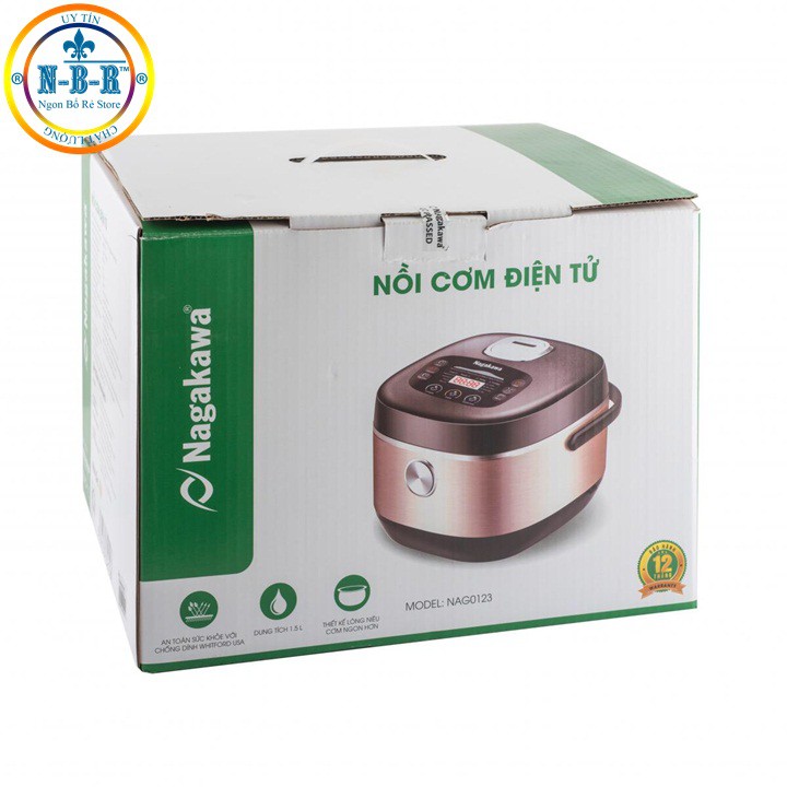 Nồi Cơm Điện Tử Nagakawa NAG-0123, 1.5L, Lòng Niêu, Mâm Nhiệt Cong, Phân Phối Chính Hãng Bởi NBR ,BH Chính Hãng 12 Tháng | BigBuy360 - bigbuy360.vn