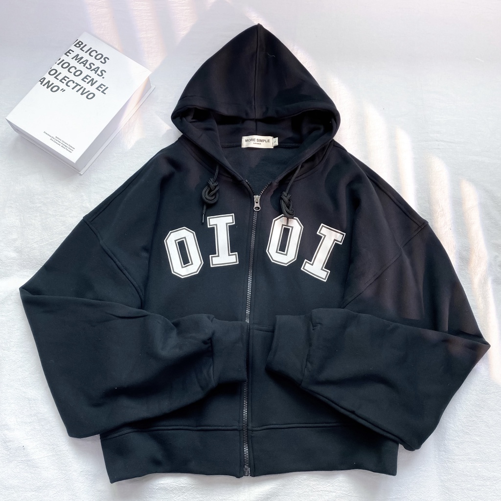 Áo Khoác Hoodie Croptop OI OI Tay Bồng Form Rộng Vải Nỉ Lót Bông Ulzzang - Tuni Store