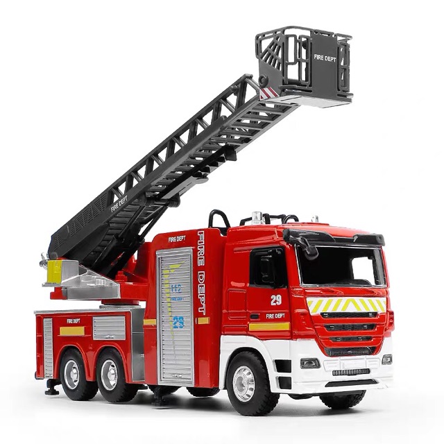 Ảnh thật  Mô Hình 1:32 Xe Thang Cứu Hoả Fire Dept 23cm