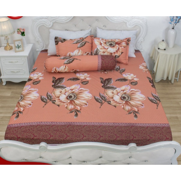 Bộ ga gối gồm 1 ga chun 2 vỏ gối nằm-vải poly cotton hàng đẹp full size ga giường