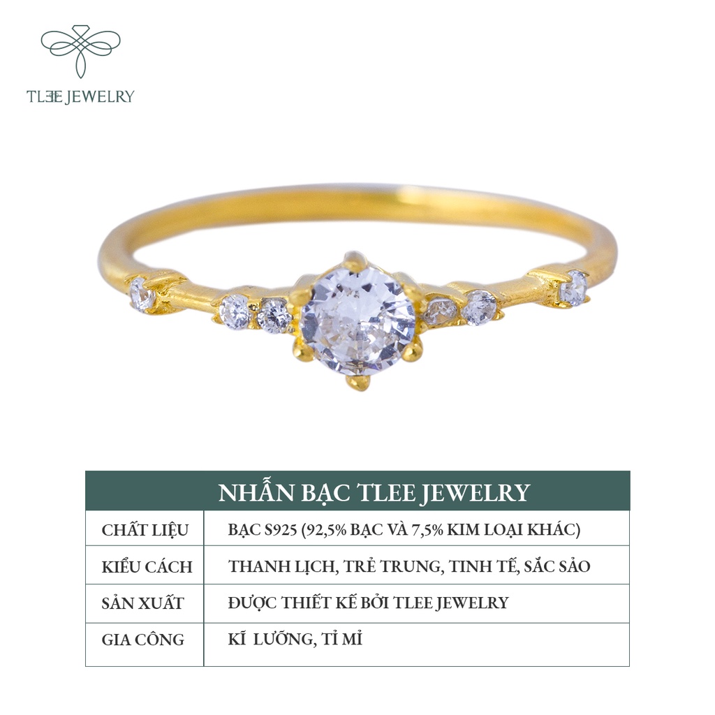 Nhẫn bạc nữ TLEE Snow Princess Nor mạ vàng 14k nạm đá lấp lánh NCJ A0129