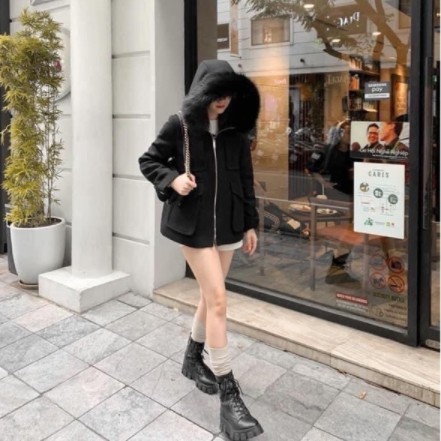 ÁO KHOÁC DẠ LÔNG NỮ MŨ ĐEN, TÚI NẮP HÀNG CAO CẤP (CÓ ẢNH VÀ VIDEO) | BigBuy360 - bigbuy360.vn