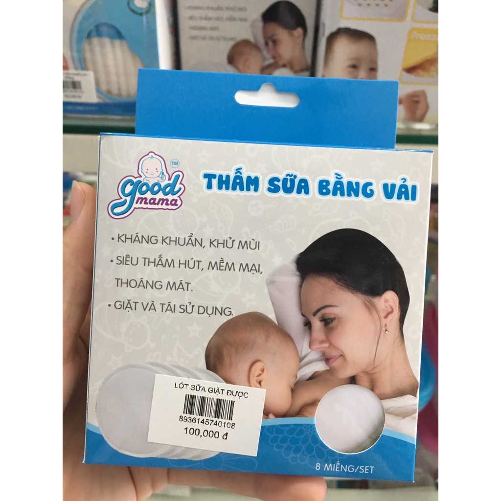 Lót thấm sữa Vải Lót Thấm Sữa giặt lại goodmama (8 miếng/hộp)