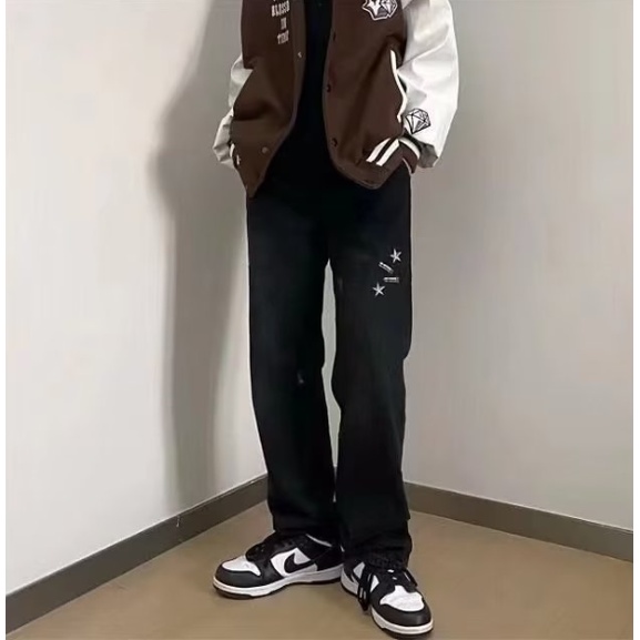 Quần Jeans Lưng Cao Thêu Họa Tiết Plus Size Cho Nam Nữ