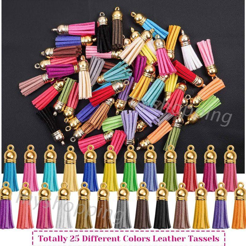 Ivy 1 Set Key Chain Ring Pendants Leather Keychain Tassel DIY Craft Making Accessory