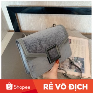 Túi xách nữ, túi đeo chéo khóa vuông vân da rắn lót vải nhung mềm mịn siêu đẹp TX27 - Túi xách Chip Xinh