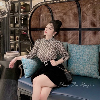 Chân váy nhung tầng đính đá Quảng Châu