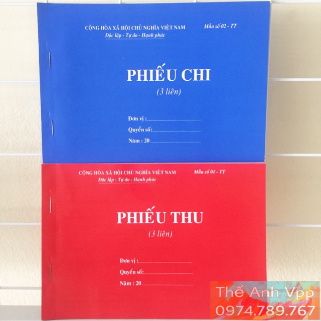 Quyển phiếu thu/ phiếu chi 2 liên/3 liên