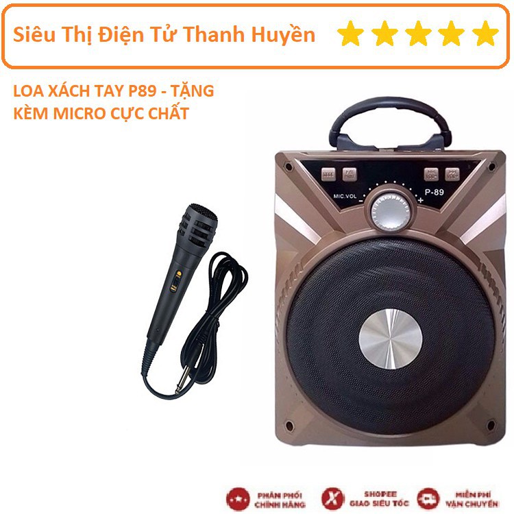 Mua ngay LOA BLUETOOTH P89 TẶNG KÈM MIC DÂY KARAOKE (màu giao ngẫu nhiên) [Freeship 10k]