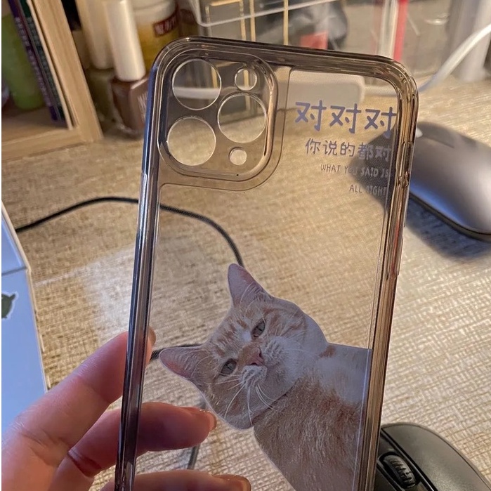 Ốp Điện Thoại Mềm Trong Suốt Chống Rơi In Hình Mèo Vui Nhộn Cho iPhone13 12pro xr xs 7/8p