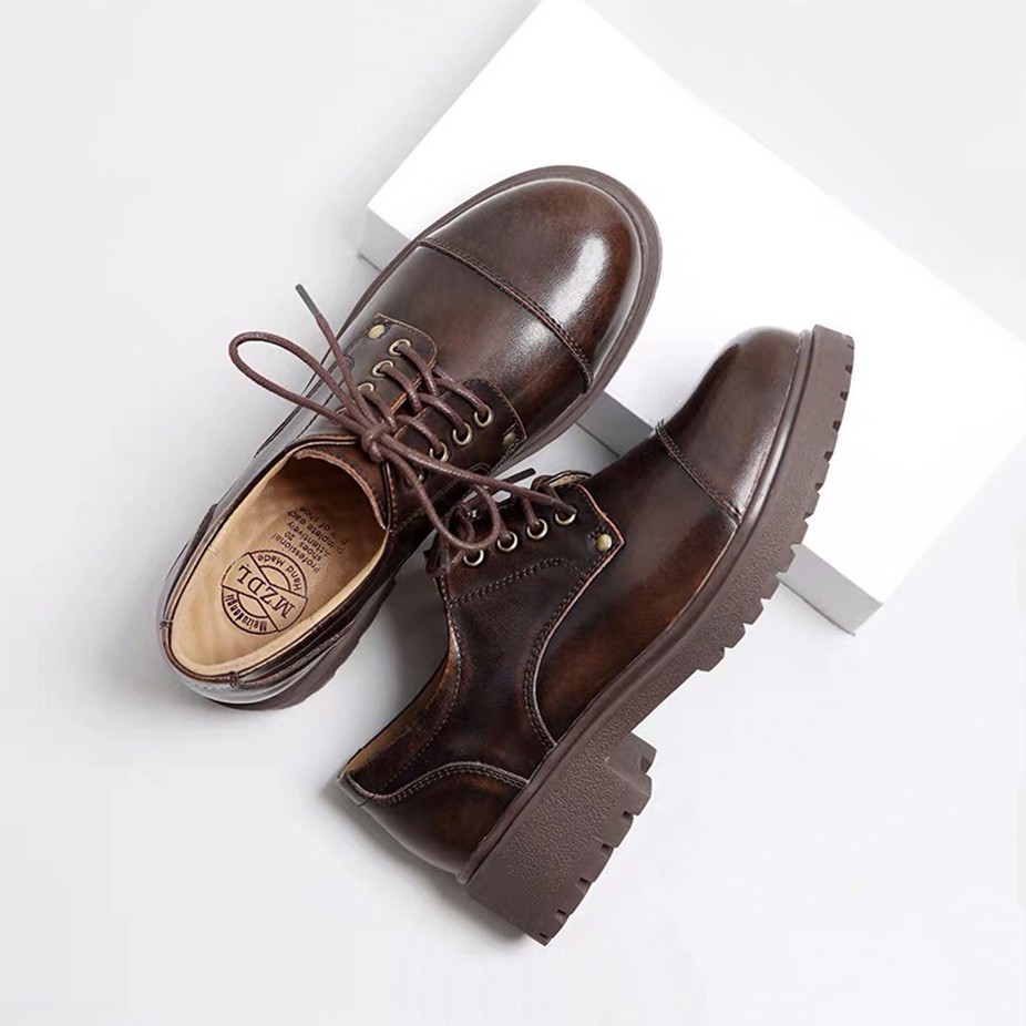 Giày da nữ vintage, Giày nữ da bò thật MZDL shoes - Derby shoes | BigBuy360 - bigbuy360.vn