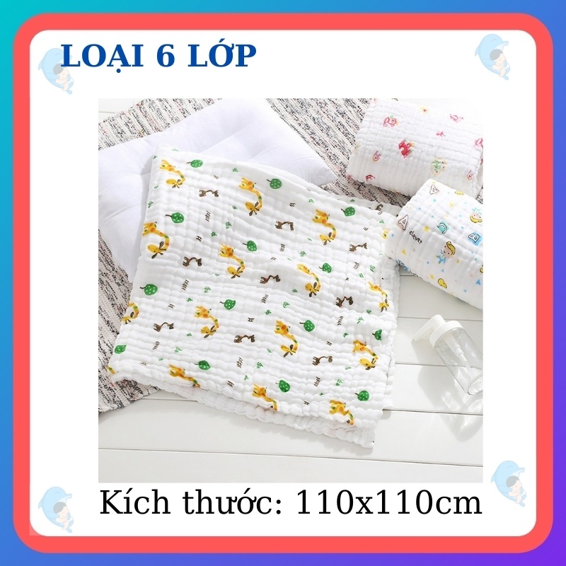 Khăn Tắm Xô Nhăn Sợi Tre 6 Lớp Cho Bé, Mềm Mại, Siêu Thấm, Kích Thước 110*110cm