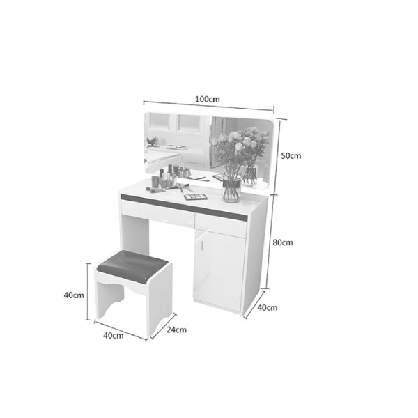 [FREESHIP] Bàn trang điểm gỗ công nghiệp kèm ghế ngồi trang điểm nhỏ gọn, cao cấp 1m  (BTD-11)