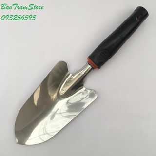 Xẻng làm vườn mini cao cấp chất liệu inox, cán cao su cứng