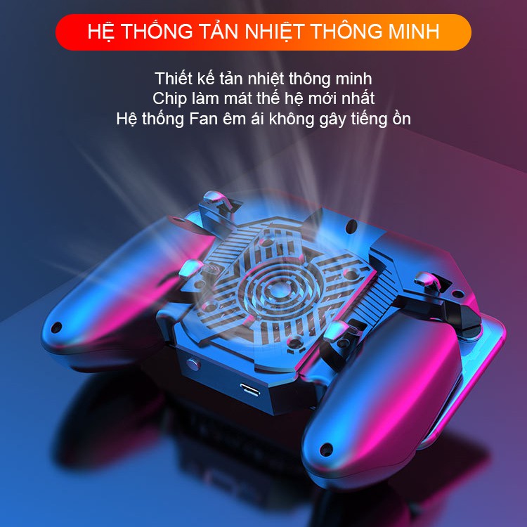 Tay cầm chơi game điện thoại SIDOTECH Memo AK88 có quạt tản nhiệt bắn PUBG / FREE FIRE / ROS kết nối 6 ngón linh hoạt