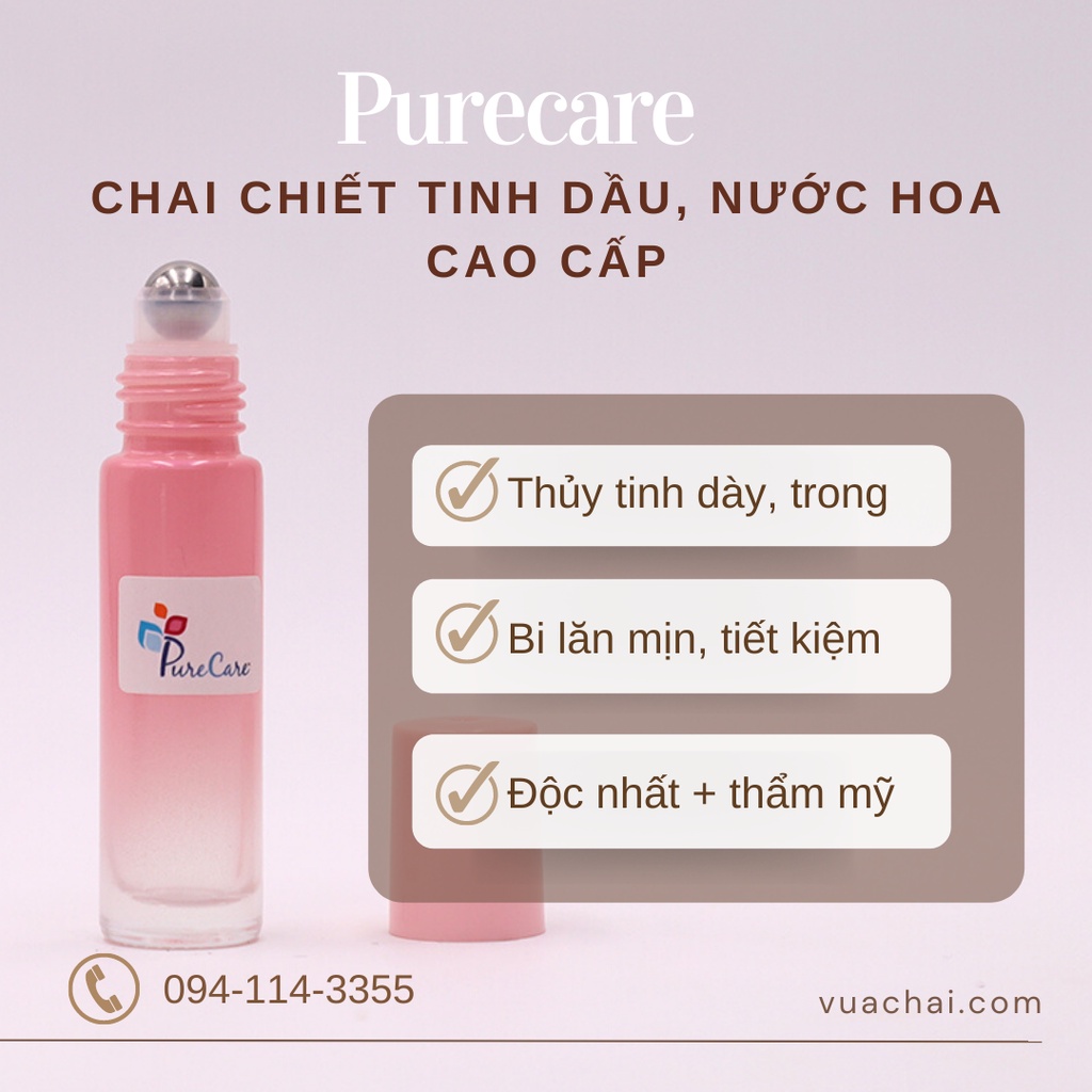 THỦY TINH DÀY - Chai Bi lăn 5ml 10ml cao cấp nhiều màu Hoa văn độc đáo thép không gỉ tinh dầu nước hoa