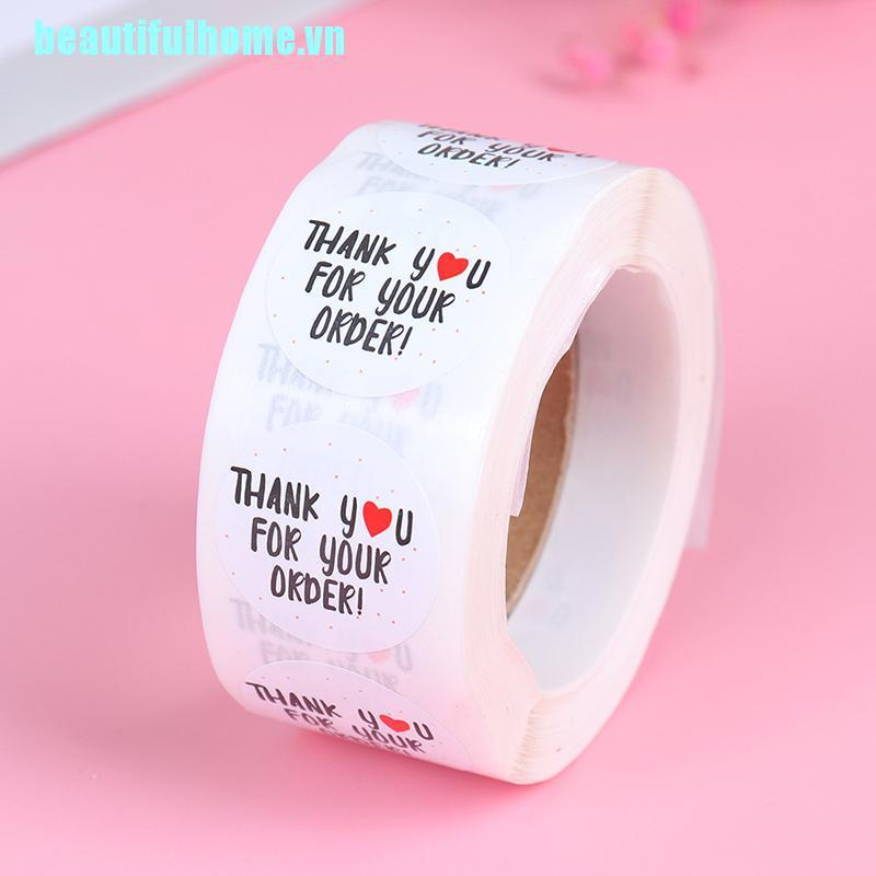 Set 500 Miếng Dán Tròn In Chữ Thank You For Your Trang Trí