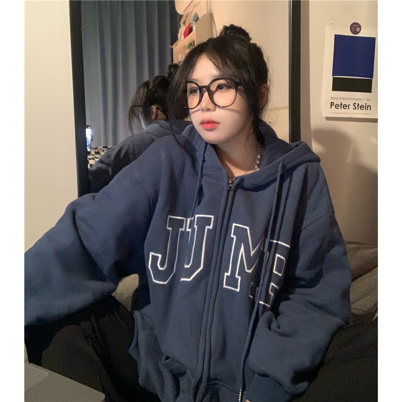 Áo Khoác Hoodie Zip Jump Form Rộng Unisex Màu Xanh Than Chất Nỉ Ngoại SIÊU HOT