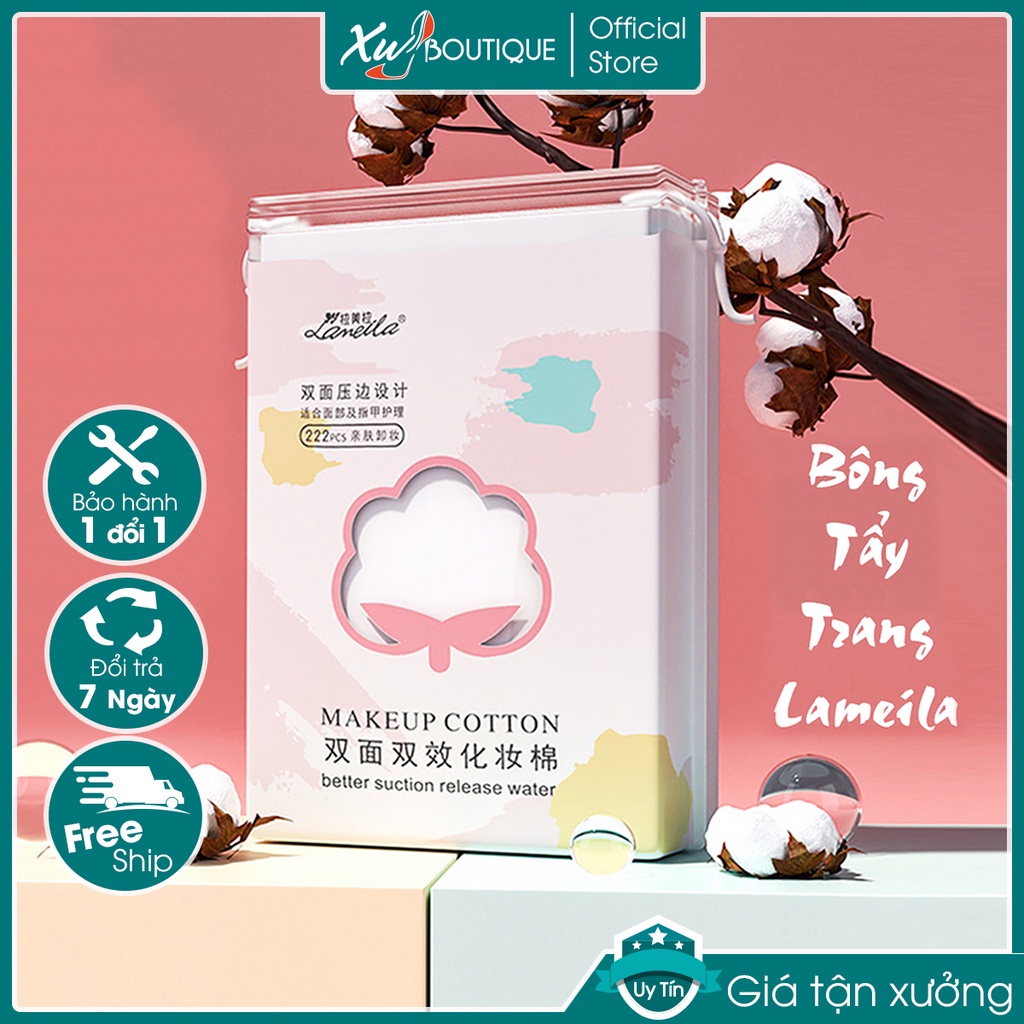 - Bộ Khăn Giấy, Bông Tẩy Trang Cotton Lameila 222 Miếng