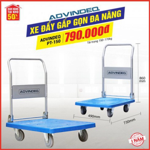 ROT R45 Xe đẩy hàng 4 bánh sàn nhựa ADVINDEQ PT-150 4 ROT