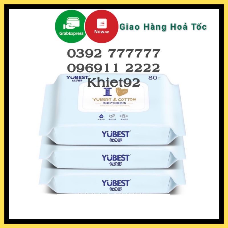 Khăn ướt Yubest nội địa Trung không mùi có nắp - Loại 80 tờ