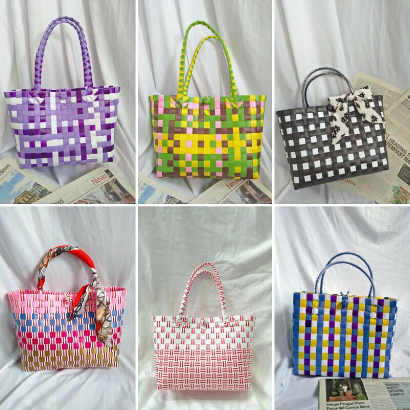 Túi đan thủ công hiện đại size lớn 25cm