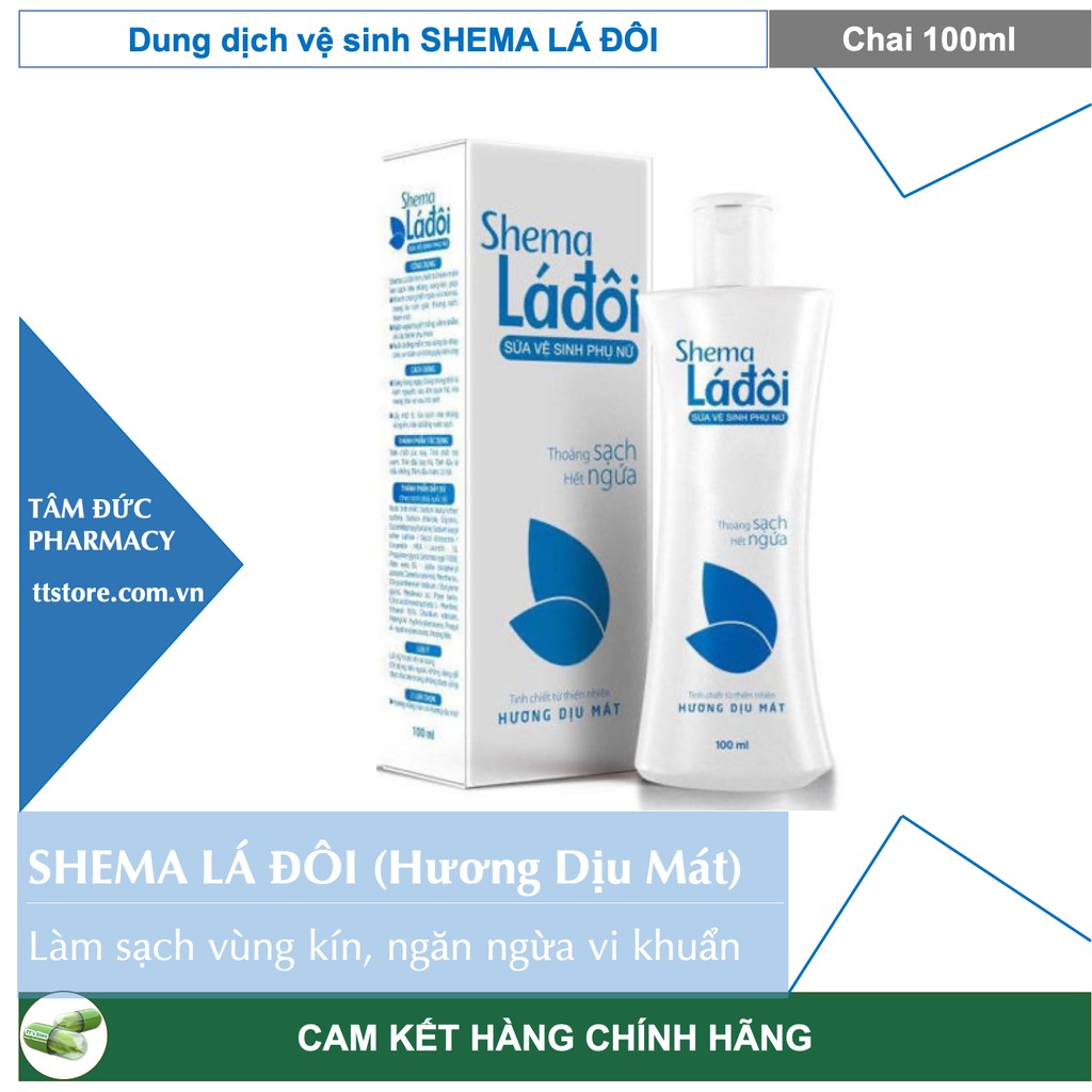 Dung dịch vệ sinh phụ nữ SHEMA LÁ ĐÔI [Chai 100ml/200ml] - Hương Dịu Mát