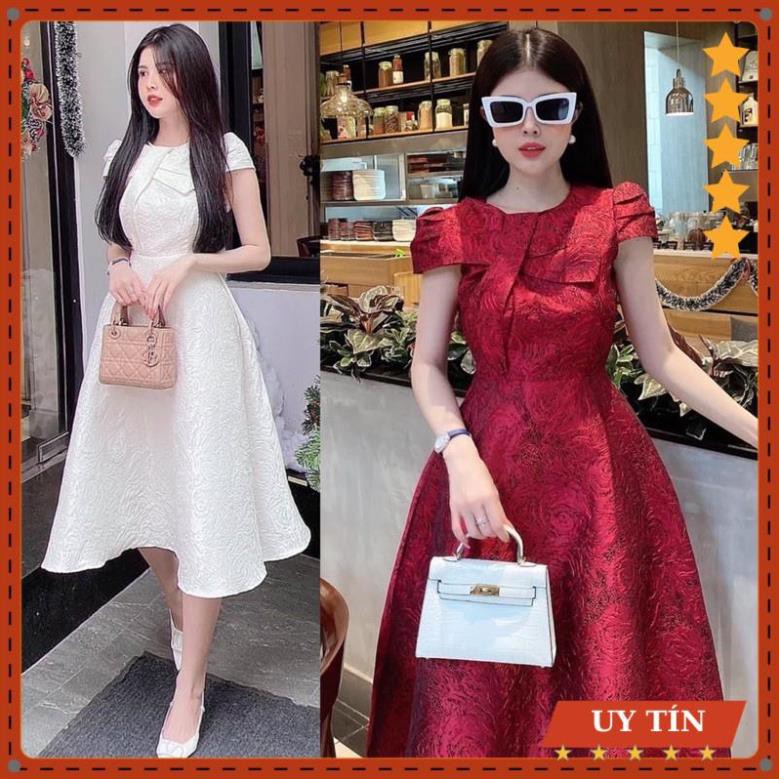 Đầm gấm tay con phối nơ sang trọng Eva_home_fashion | BigBuy360 - bigbuy360.vn