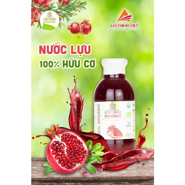 Nước Ép 100% Hữu Cơ Lựu Tự Nhiên Tăng Cường Vitamin C Georgia's Natural - ORGANIC Pure Pomegranate Juice - 300ml