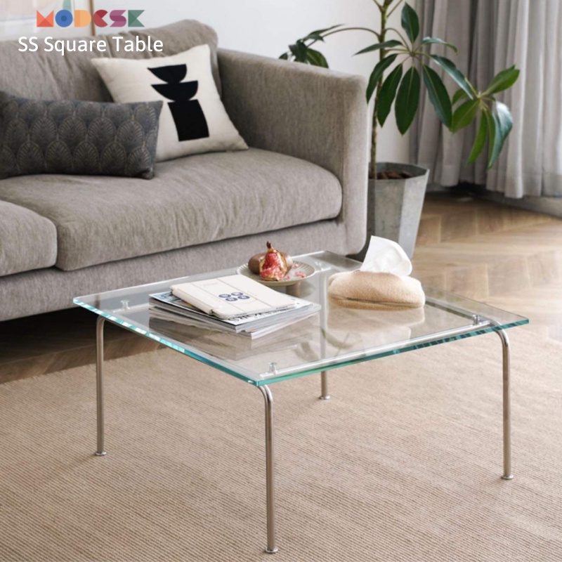 Bàn Sofa - trà Modesk SS Square Table khung inox 304 - kính cường lực [phòng khách - quán cafe]