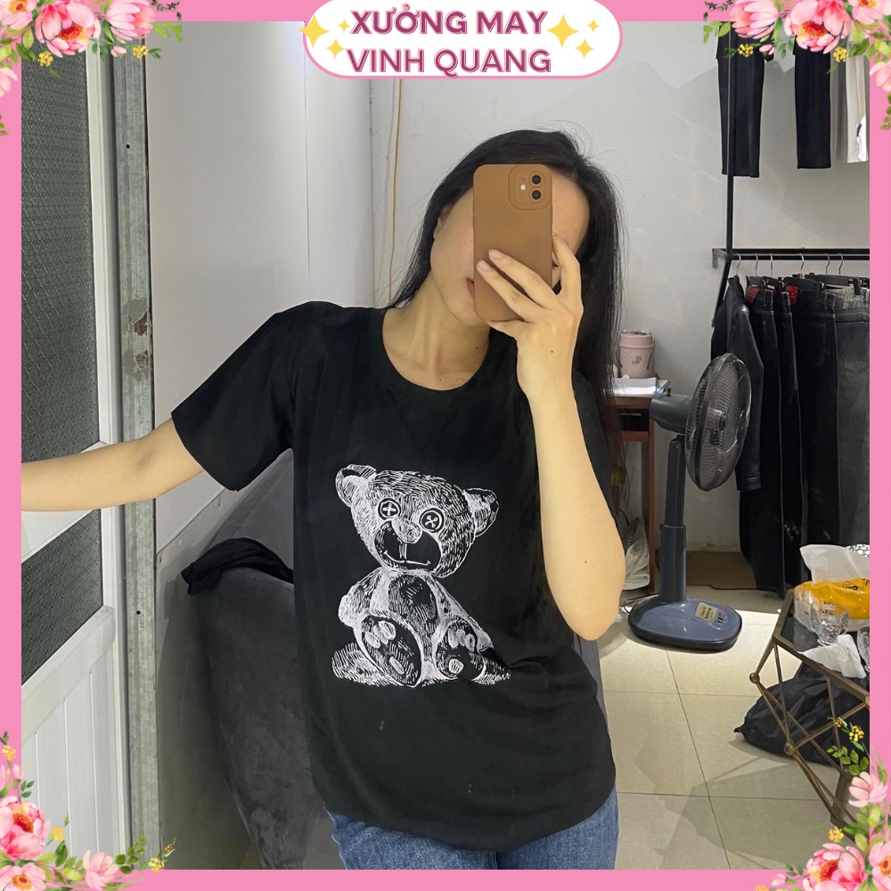 Áo phông nữ ngắn tay thời trang in hình gấu siêu cute,chất liệu cotton | BigBuy360 - bigbuy360.vn