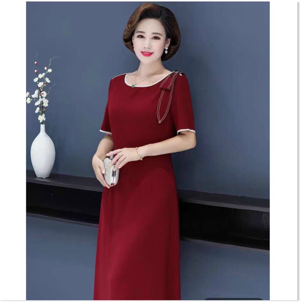 ĐẦM COTTON LẠNH SUÔNG VAI NƠ CÀI PHỤ KIỆN THỜI TRANG MỚI KME