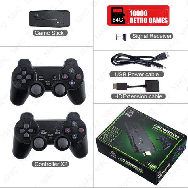 Máy Game Stick 4K 2 Tay Cầm Không Dây 3500+, 10000+ Trò chơi