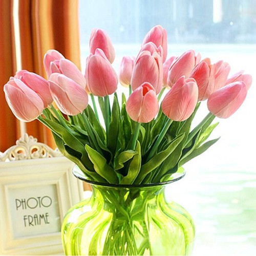 Hoa tulip giả tuyệt đẹp bằng lụa để trang trí tiệc cưới, nội thất