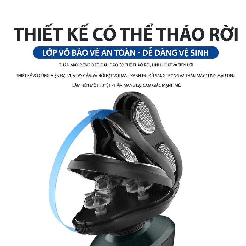 Máy Cạo Râu Đa Năng Lingke 4D 3Trong 1 Cao Cấp - Cạo Râu, Tỉa Lông Mũi, Tông Đơ, Rửa Mặt - Bảo Hành 6 Tháng