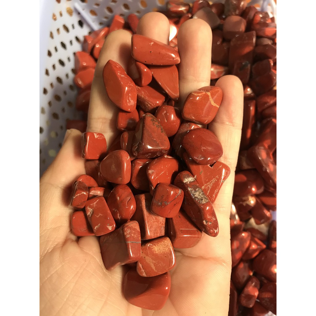 Đá vụn Jasper màu đỏ tư nhiên, túi 100g