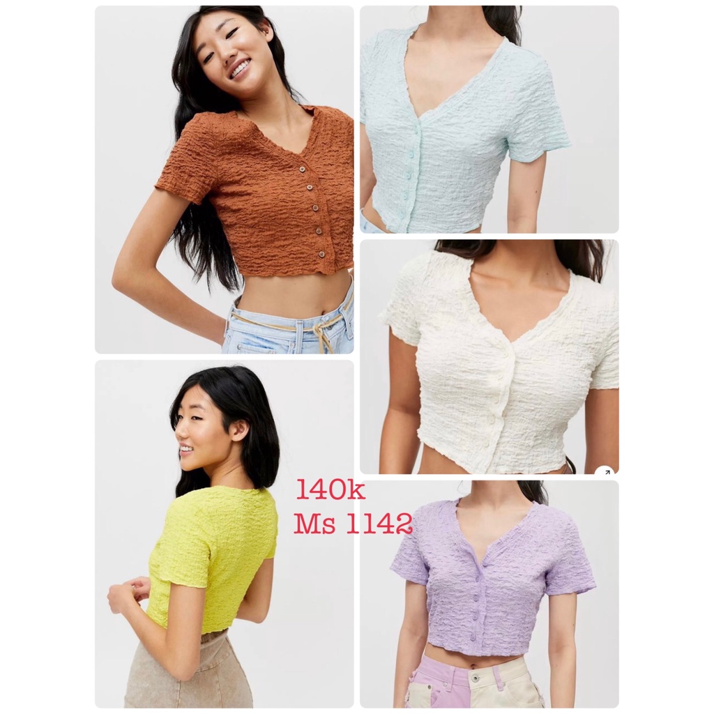 Áo croptop cổ V tay con
