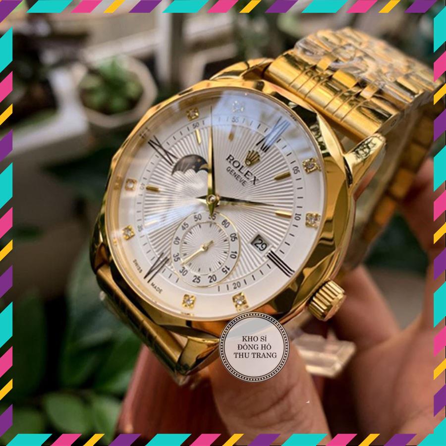 Đồng hồ Nam Rolex máy nhật, mẫu 3kim viền vàng dây da và dây kim loại, dòng cơ Automatic size 40mm-41mm MSP16049