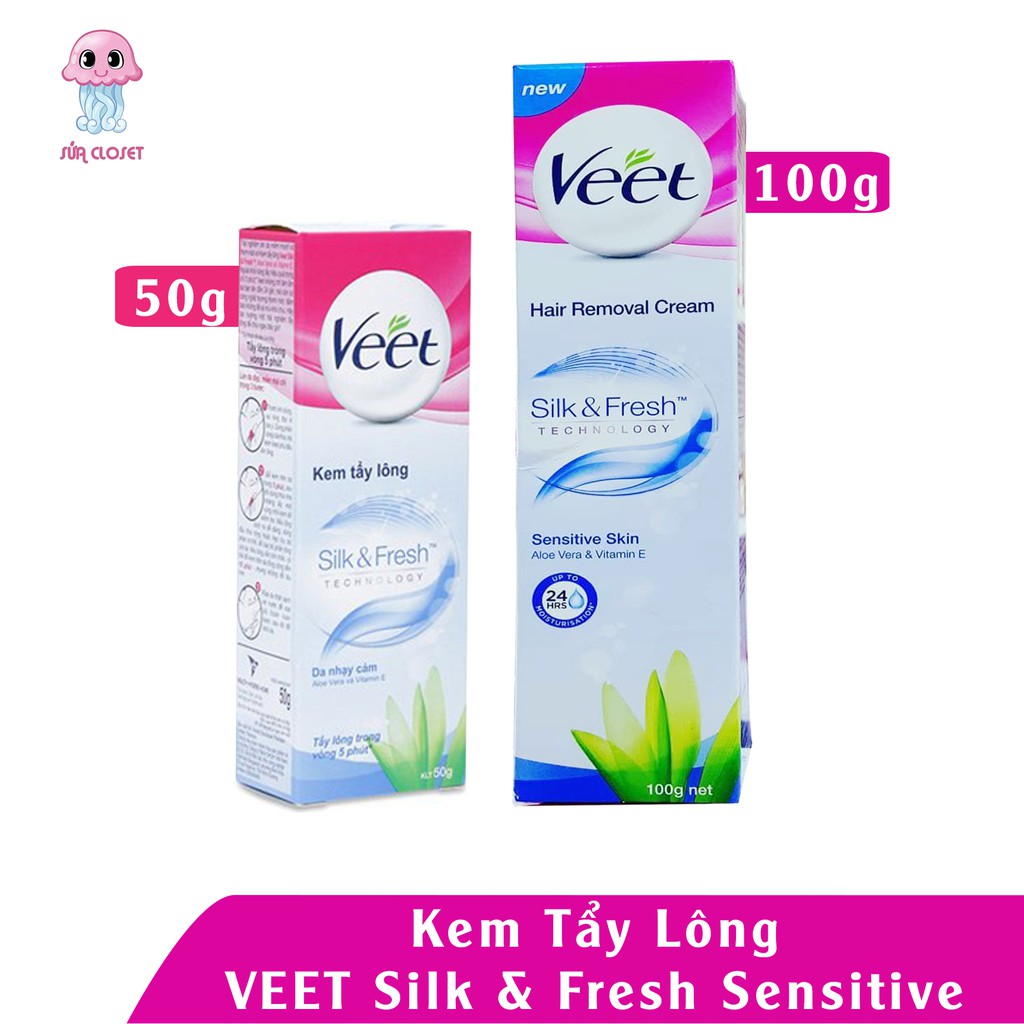 Kem Tẩy Lông an toàn lâu dài  VEET Silk & Fresh Sensitive