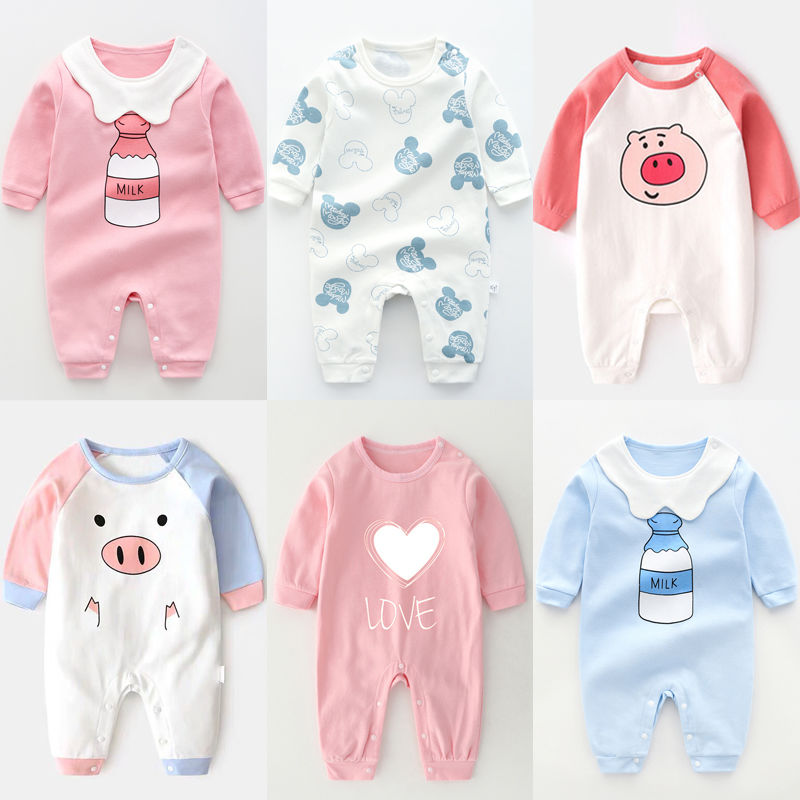 Áo liền quần Tay Dài Chất Cotton Cho Trẻ Sơ Sinh