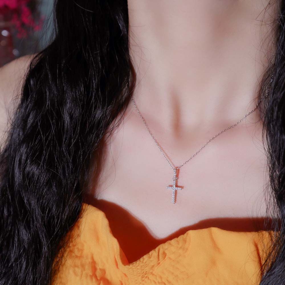 Vòng Cổ Choker Mặt Hình Thánh Giá Đính Đá Nhiều Màu Sắc Lấp Lánh Phong Cách Hàn Quốc Cho Nữ