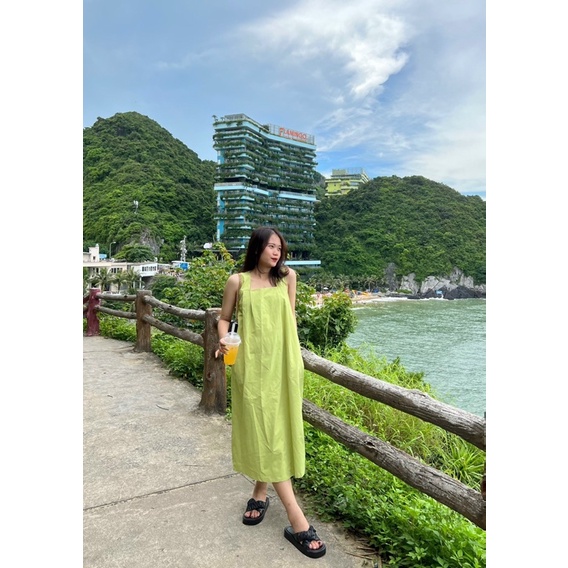 Jula dress - Váy/đầm 2 dây bản to chất vải thô hàn 24KSTUDIO