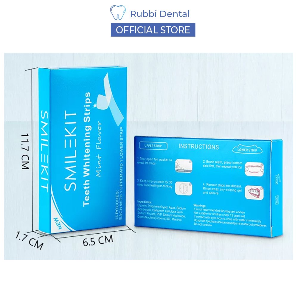 Miếng dán trắng răng 3D,5D white teeth whitening trắng răng bật tông trong 7 ngày sử dụng