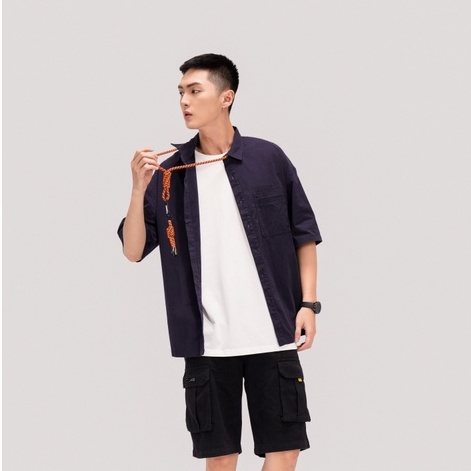 Áo Sơ Mi BOO Nam Dáng Loose Tay Ngắn Phong Cách Gen Z Năng Động
