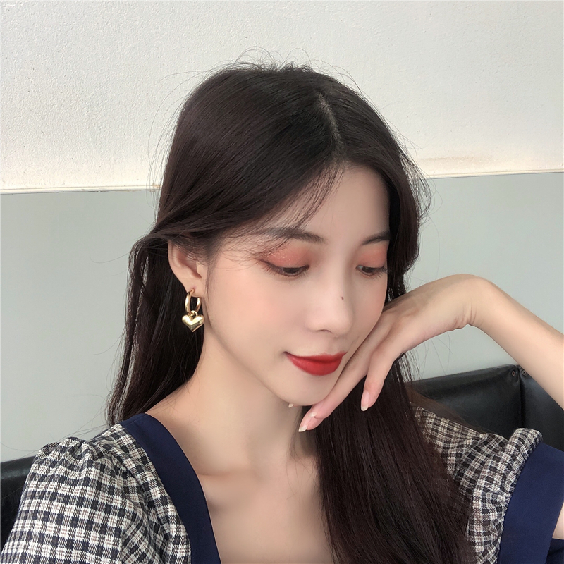 Khuyên Tai Nữ Mạ Bạc 925 Mặt Hình Trái Tim Duyên Dáng Xinh Xắn