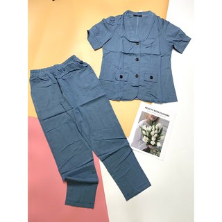 Set dài vải xô gân mặc nhà thời trang