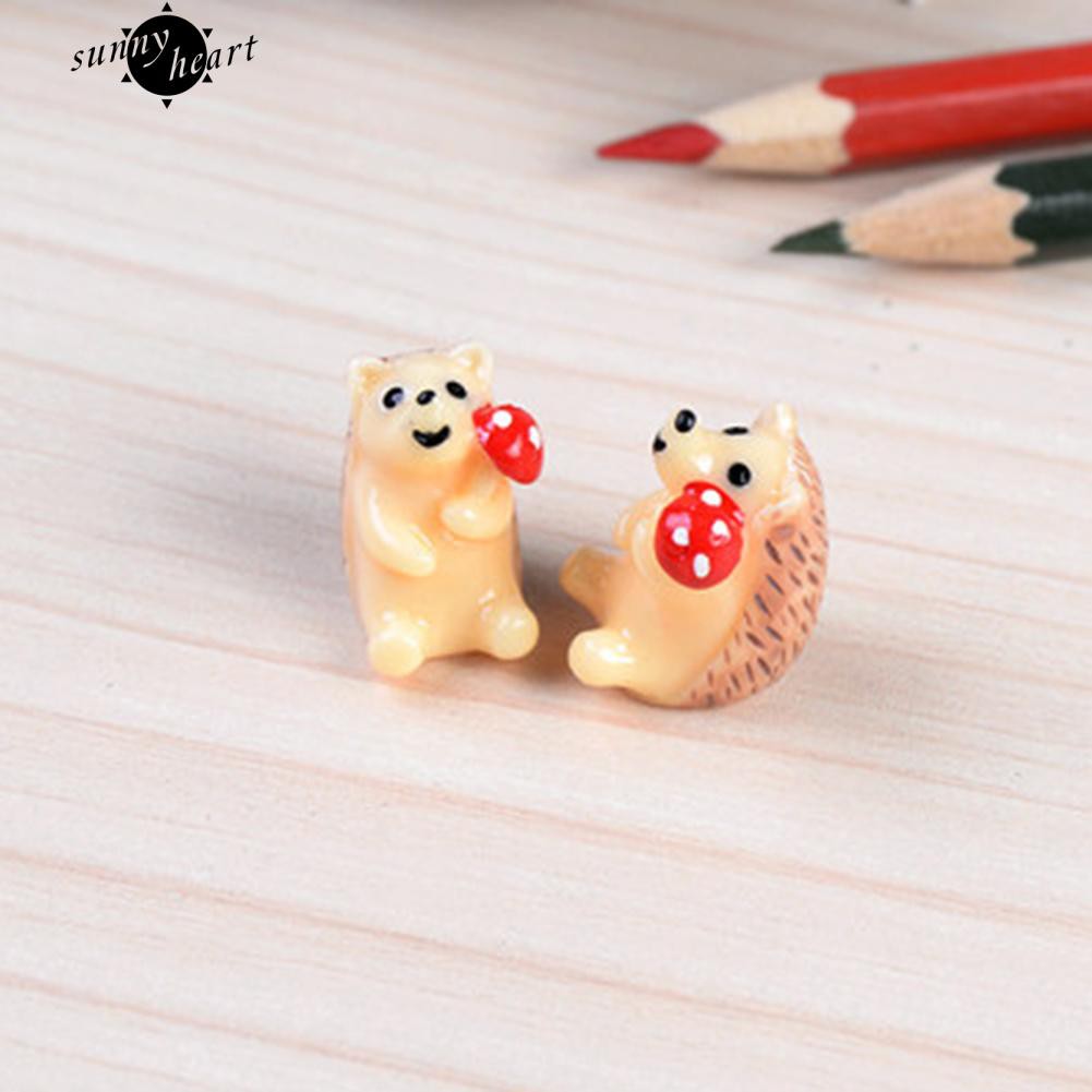 2 Tượng nhím con dễ thương dùng trang trí chậu cây cảnh