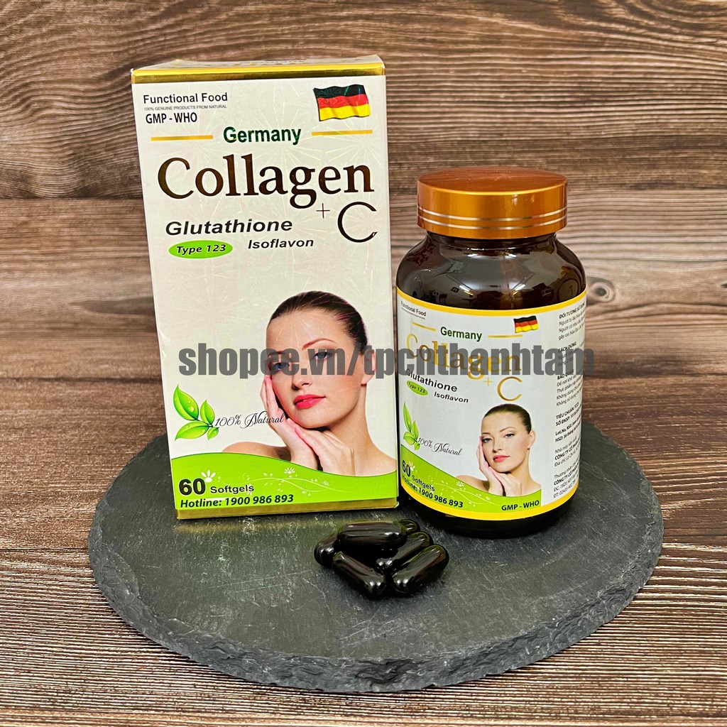 [ Mẫu mới ] Viên uống COLLAGEN +C hỗ trợ làm đẹp da, sáng da, trắng sáng da   - Hộp 60 viên tiêu dùng 30 ngày